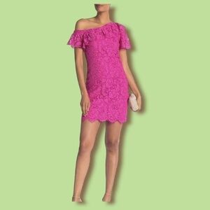 Trina Trina Turk Glorieta Off-the-Shoulder Lace Pink Dress Size 12